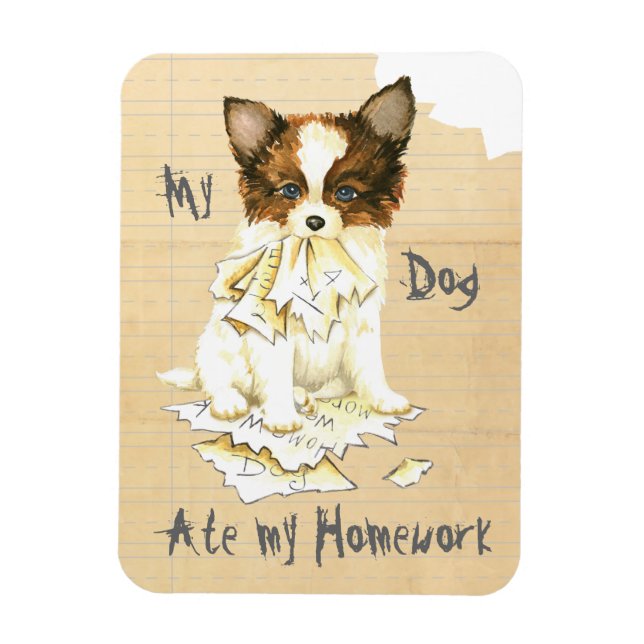 My Papillon Ate my Homework Magnet (Vertical)