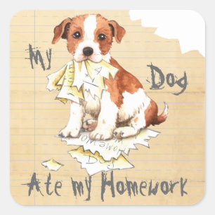 My Parson Russell Terrier Ate My Homework Square Sticker