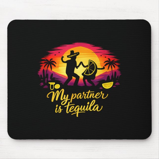 My partner is party crew sunset dance joke  mouse pad (Front)