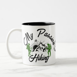 MY PASSION is Hiking, mountains, walking boots Two-Tone Coffee Mug