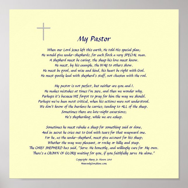 My Pastor Poster (Front)