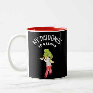 My Patronus is a Llama. Funny, Nerdy Saying. Two-Tone Coffee Mug