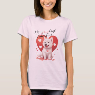 My Pawfect Valentine - Cute White Jindo Puppy T-Shirt