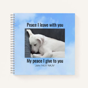 My Peace I Give You Bible Verse Cute Dog In Clouds Notebook