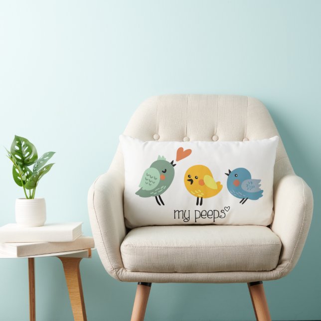 My Peeps | Cute Bird Pillow | Hand drawn (Chair)