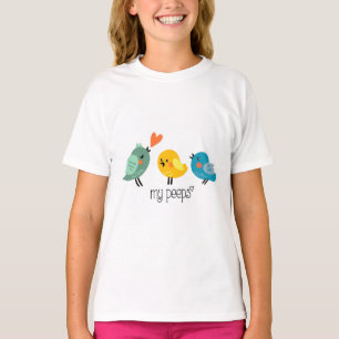My Peeps   Cute Hand-Drawn Bird shirt with hearts