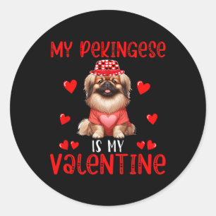My Pekingese Is My Valentine Hearts Costume Single Classic Round Sticker