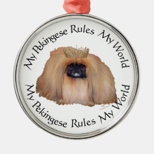 My Pekingese Rules My World Metal Ornament