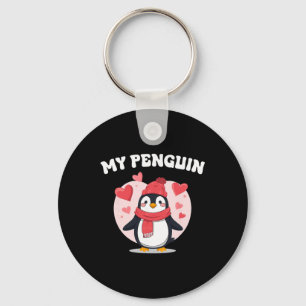 My Penguin Cute Love Hearts Valentine Romance Fun  Keychain