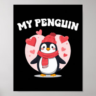 My Penguin Cute Love Hearts Valentine Romance Fun Poster