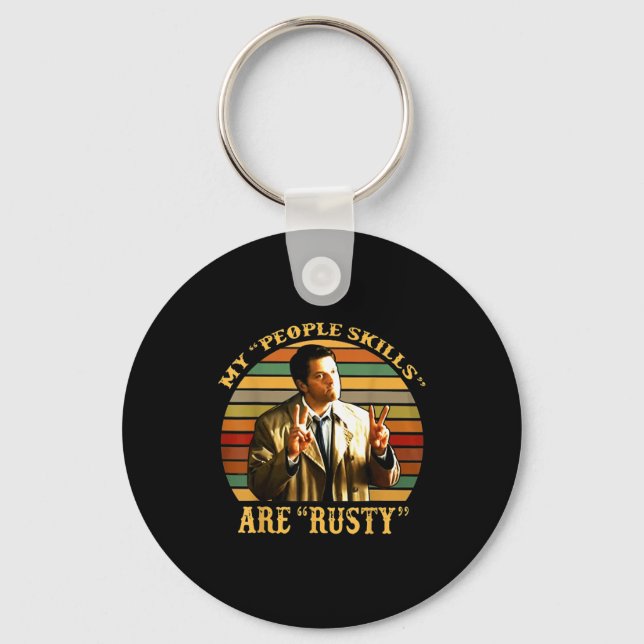My People Skills Are Rusty Vintage  Keychain (Front)