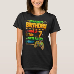 My Perfect Birthday Gaming 7 Year Old Gamer 7th Bi T-Shirt