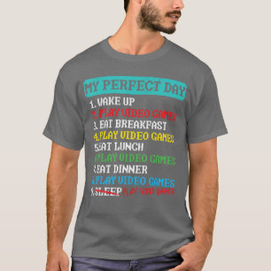 My Perfect Day Funny Gamer Play Video Games Boys M T-Shirt