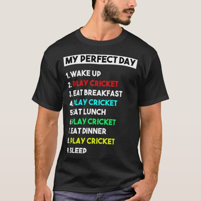 My Perfect Day Play Cricket  for Men T-Shirt (Front)