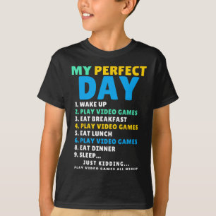 My Perfect Day Play Video Games Funny Gamer Men Ki T-Shirt