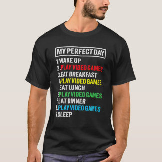 My Perfect Day Video Games Funny Gamer Gift Boys M T-Shirt