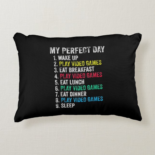 My Perfect Day Video Games Funny Grandson Gamer Accent Pillow (Front)