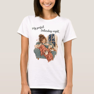 My Perfect Saturday Night   Cozy Book Lover T-Shirt