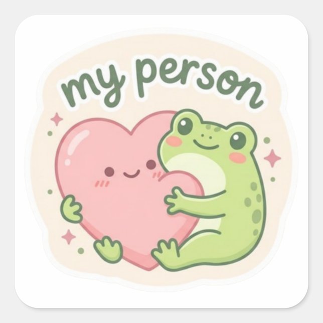 My Person Frog Sticker Cute Frog Hugging Heart Rom (Front)