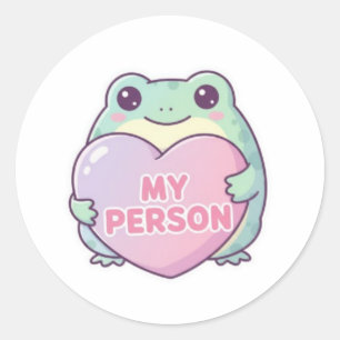 My Person Frog Sticker Cute Frog Hugging Heart Rom