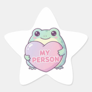 My Person Frog Sticker Cute Frog Hugging Heart Rom