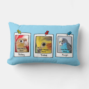 My Pet Birds Retro Custom Photo Collage Lumbar Pillow