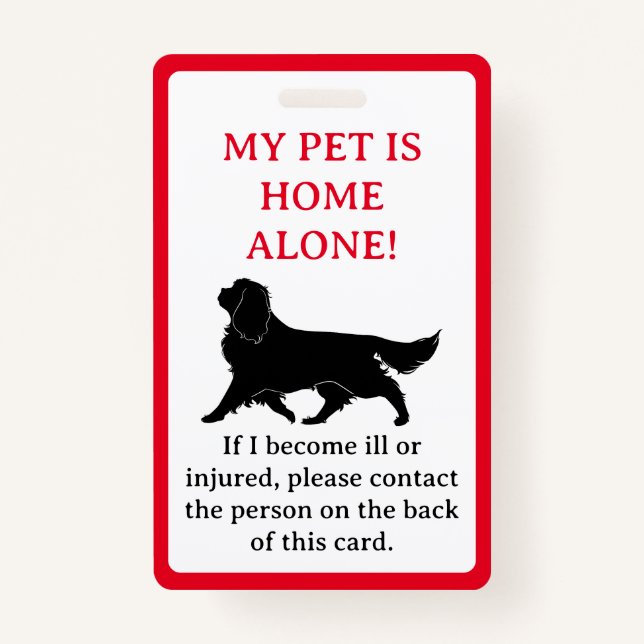 My Pet, Dog is Home Alone Card Keychain Badge (Front)