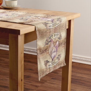 My Pet Makes My Breakfast Watercolor Chicken Short Table Runner