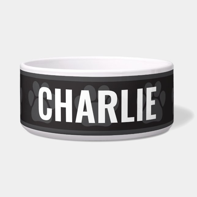 MY PET NAME Custom Modern Black Pawprint Pattern (Front)