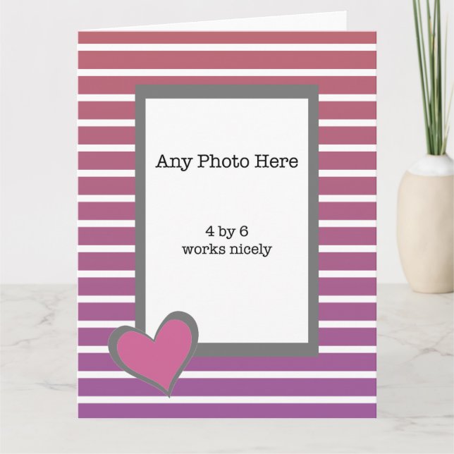 My Photo and a Pink Heart on Valentines  Card (Front)