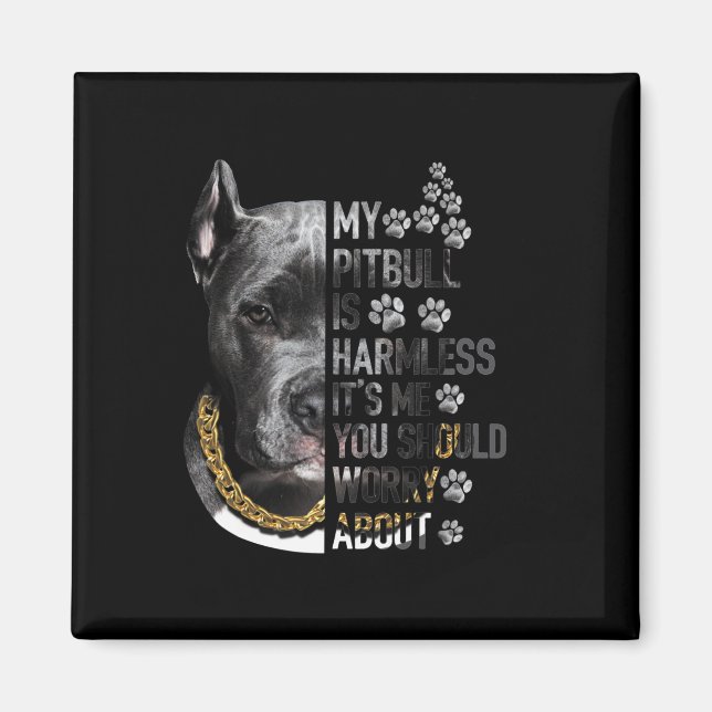 My Pitbull is Harmless It's Me You Should Worry Ab Magnet (Front)