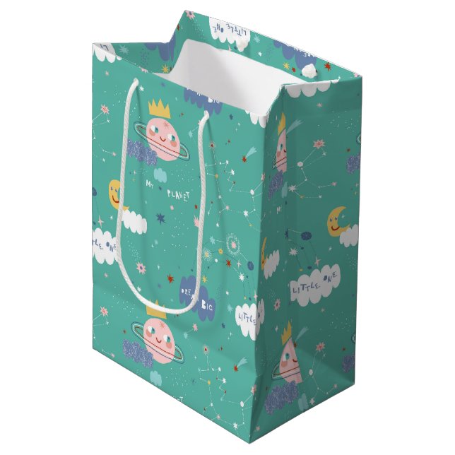 My Planet Dream Big Little One Pattern Medium Gift Bag (Front Angled)