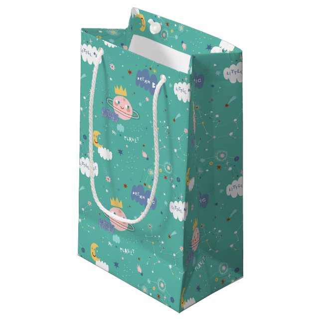 My Planet Dream Big Little One Pattern Small Gift Bag (Front Angled)