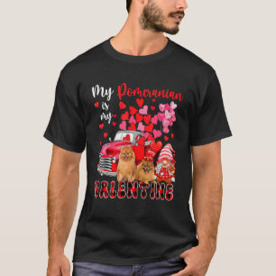 My Pomeranian Is My Valentine Two Dogs With Gnome  T-Shirt