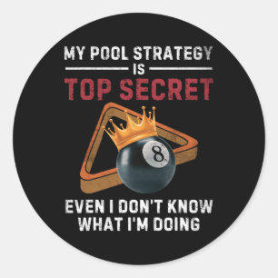 My Pool Strategy Vintage Pool Player Funny Billiar Classic Round Sticker
