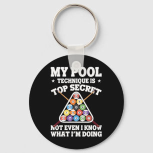 My Pool Technique Is Top Secret Billiard Funny Poo Keychain