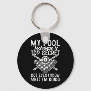 My Pool Technique Pool Player Funny Billiard Keychain