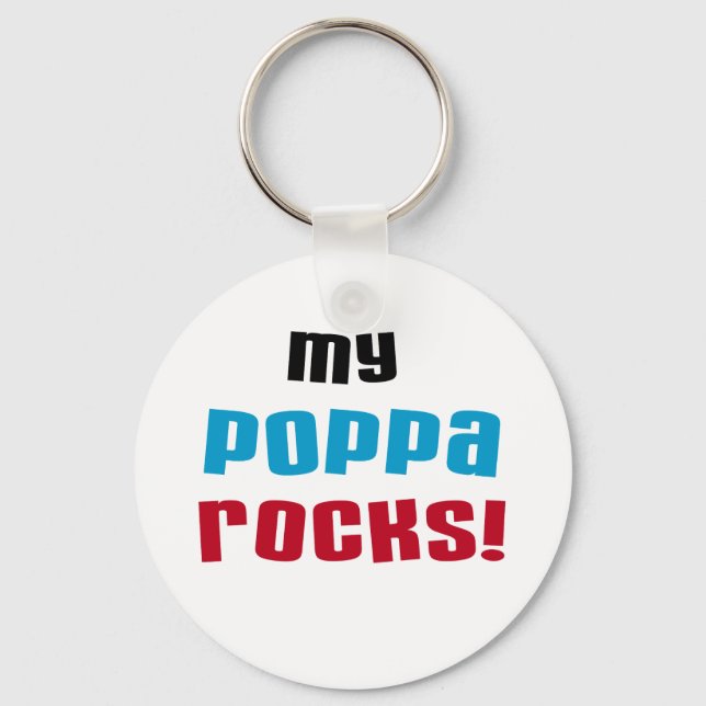 My Poppa Rocks Tshirts and Gifts Keychain (Front)