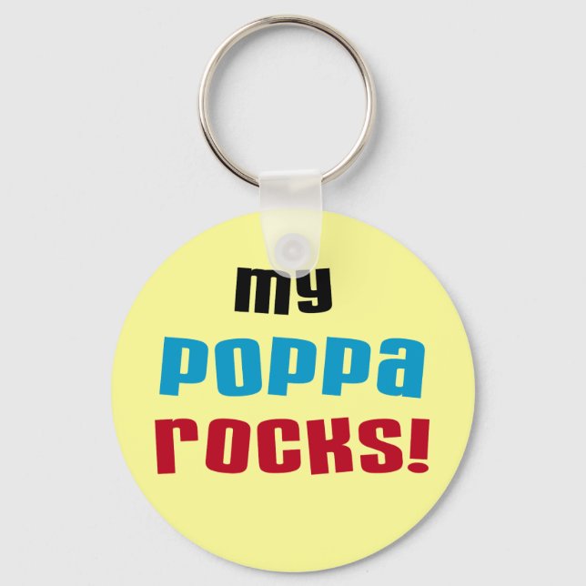 My Poppa Rocks Tshirts and Gifts Keychain (Front)
