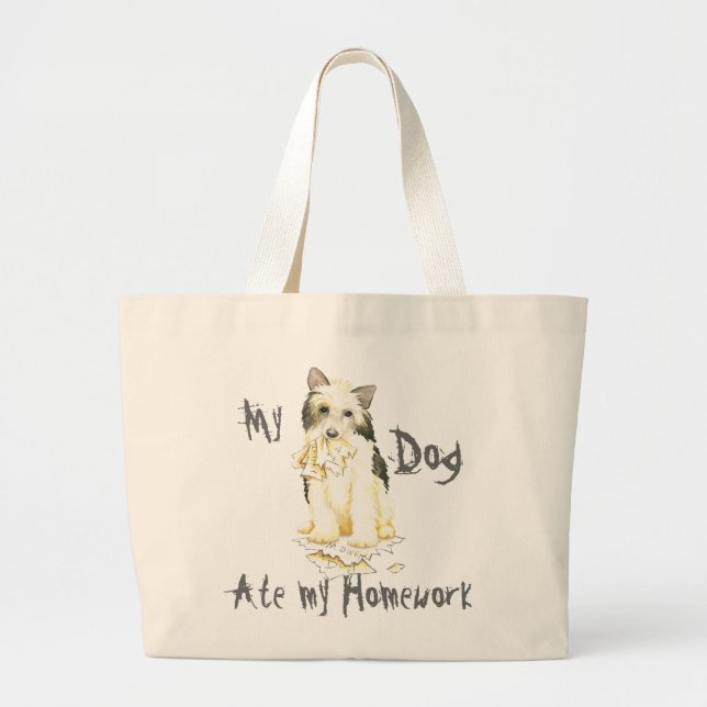 My Powderpuff Ate My Homework Large Tote Bag (Front)