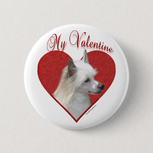 My Powderpuff Chinese Crested Valentine 2 Inch Round Button
