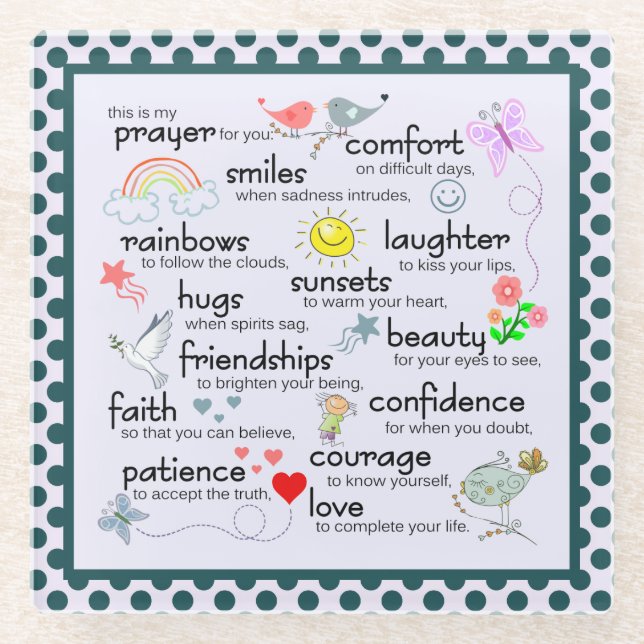 My Prayer For You Glass Coaster (Front)