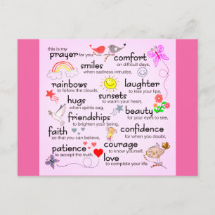 My Prayer For You Pink Postcard