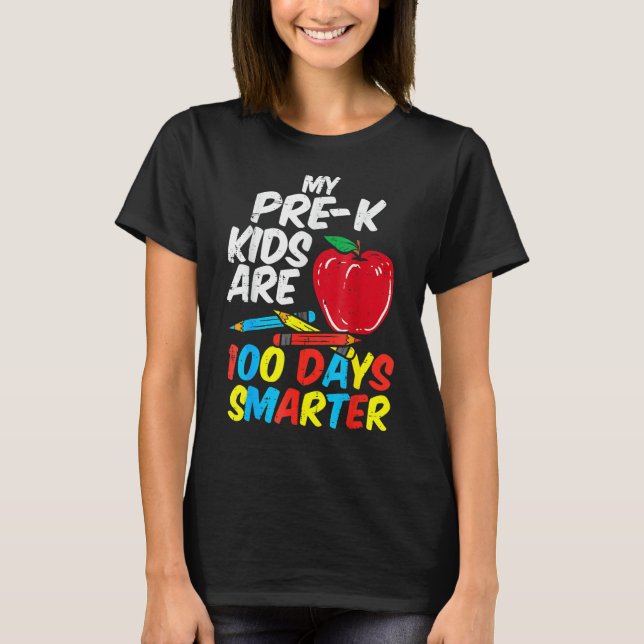 My Pre K Kids 100 Days Smarter Apple 100th Day Tea T-Shirt (Front)