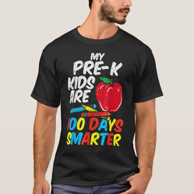 My Pre K Kids 100 Days Smarter Apple 100th Day Tea T-Shirt (Front)