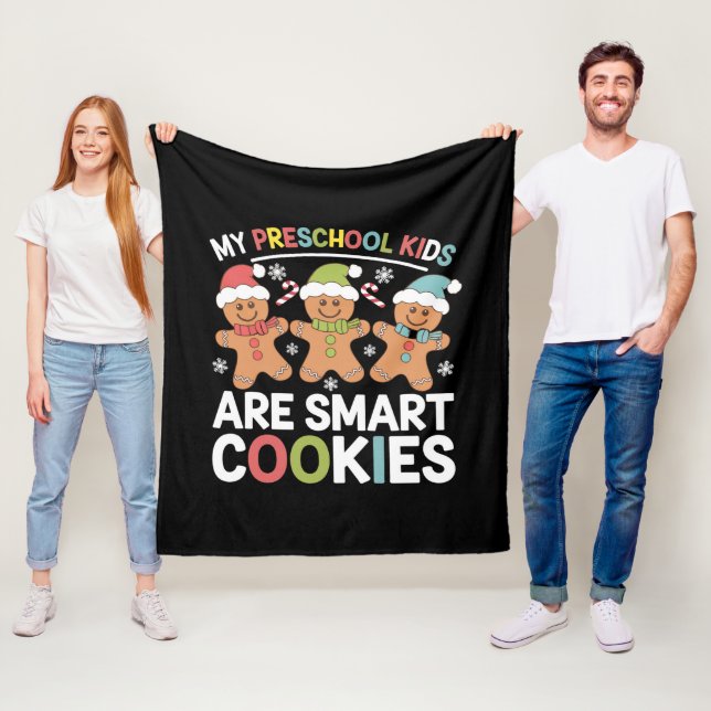 My Preschool Kids Are Smart Cookies Teacher Xmas Fleece Blanket (In Situ)