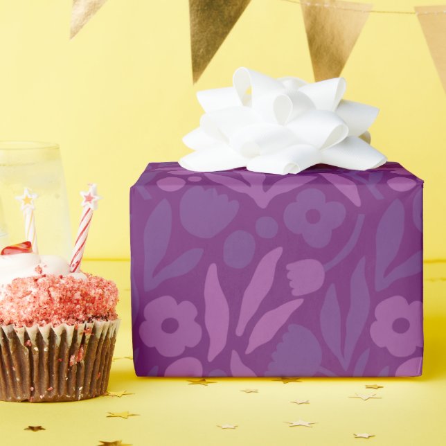 My Princess Loves Purple Happy Huge Flowers Wrapping Paper (Birthday Party)