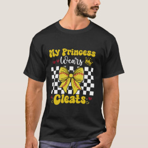 My Princess Wears Cleats Softball Mom Coquette Mot T-Shirt