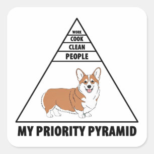 My Priority Pyramid Corgi Square Sticker