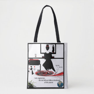 My profile drawing on case tote bag